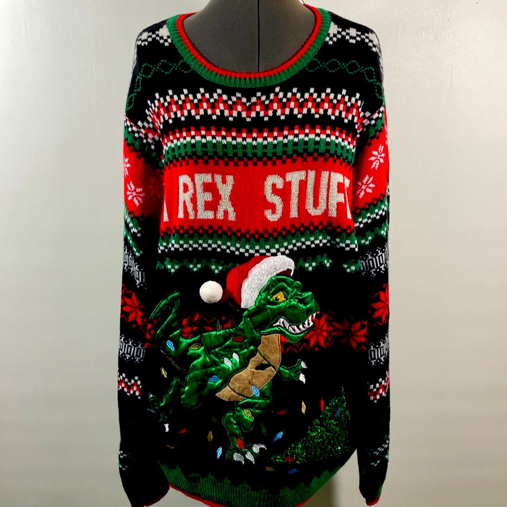 Christmas Sweater Men Size XL Holiday Time Multi Colors Long Sleeve